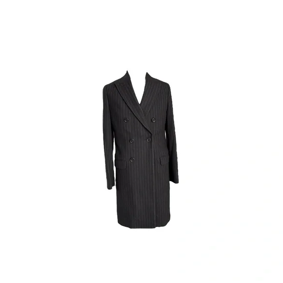ALLSAINTS Brock Pinstripe Black Cotton Blend Men's Long Coat, sz 34